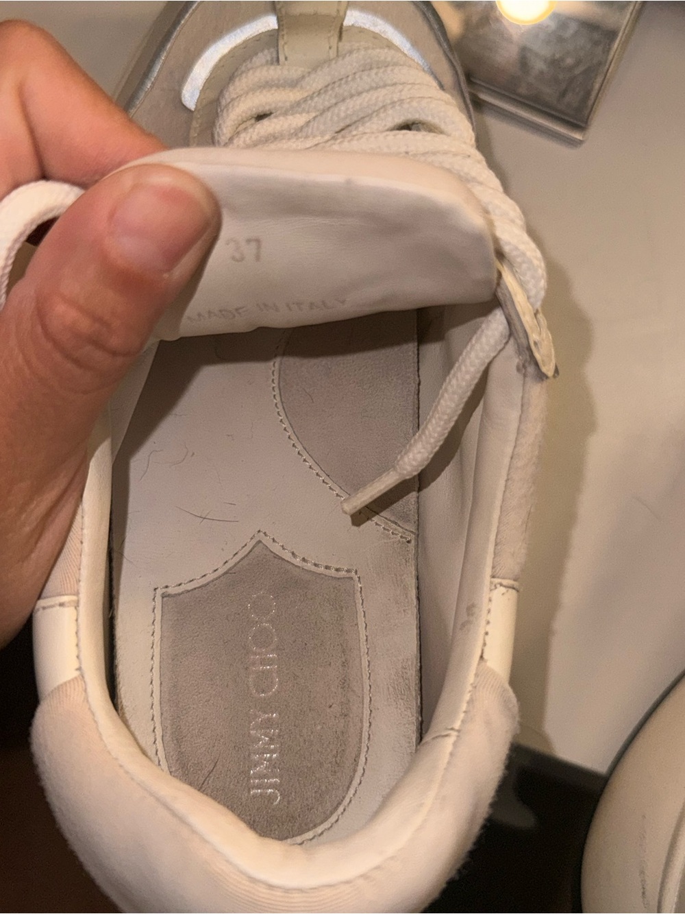 Jimmy Choo Taupe and Black Logo Platform Sneakers - Picture 6 of 9